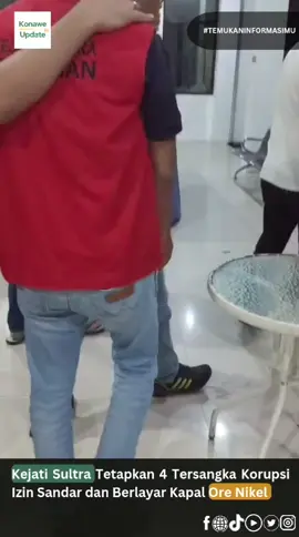 Kejaksaan Tinggi (Kejati) Sulawesi Tenggara (Sultra) menetapkan empat tersangka kasus dugaan tindak pidana korupsi pertambangan. . Empat tersangka ini telah menyalahgunakan wewenangnya dalam penerbitan persetujuan sandar dan berlayar kapal pengangkut ore nikel di Terminal Khusus (Jetty) PT KMR. . Asisten Pidana Khusus Kejati Sultra, Iwan Catur Karyawan mengatakan empat tersangka yakni, MM, selaku Direktur Utama PT Aneka Mineral (AM). . MLY, selaku Direktur PT AM, ES, selaku Direktur PT Bahari Pratama Blok (BPB), SPI, selaku Kepala Kantor Unit Penyelenggara Pelabuhan (KUPP) Kelas III Kolaka. . Sumber : tribunnewssultra.com