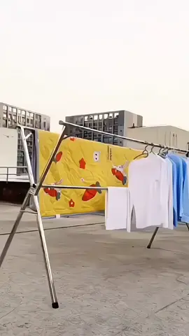 Stainless steel clothes rack folding indoor and outdoor household clothes rack balcony telescopic clothes pole drying quilt rack#stronganddurable #foldingclothesrackonthefloor#clothesrack#stainlesssteelclotheshanger#foldingclothesrack #goodthingsathome 