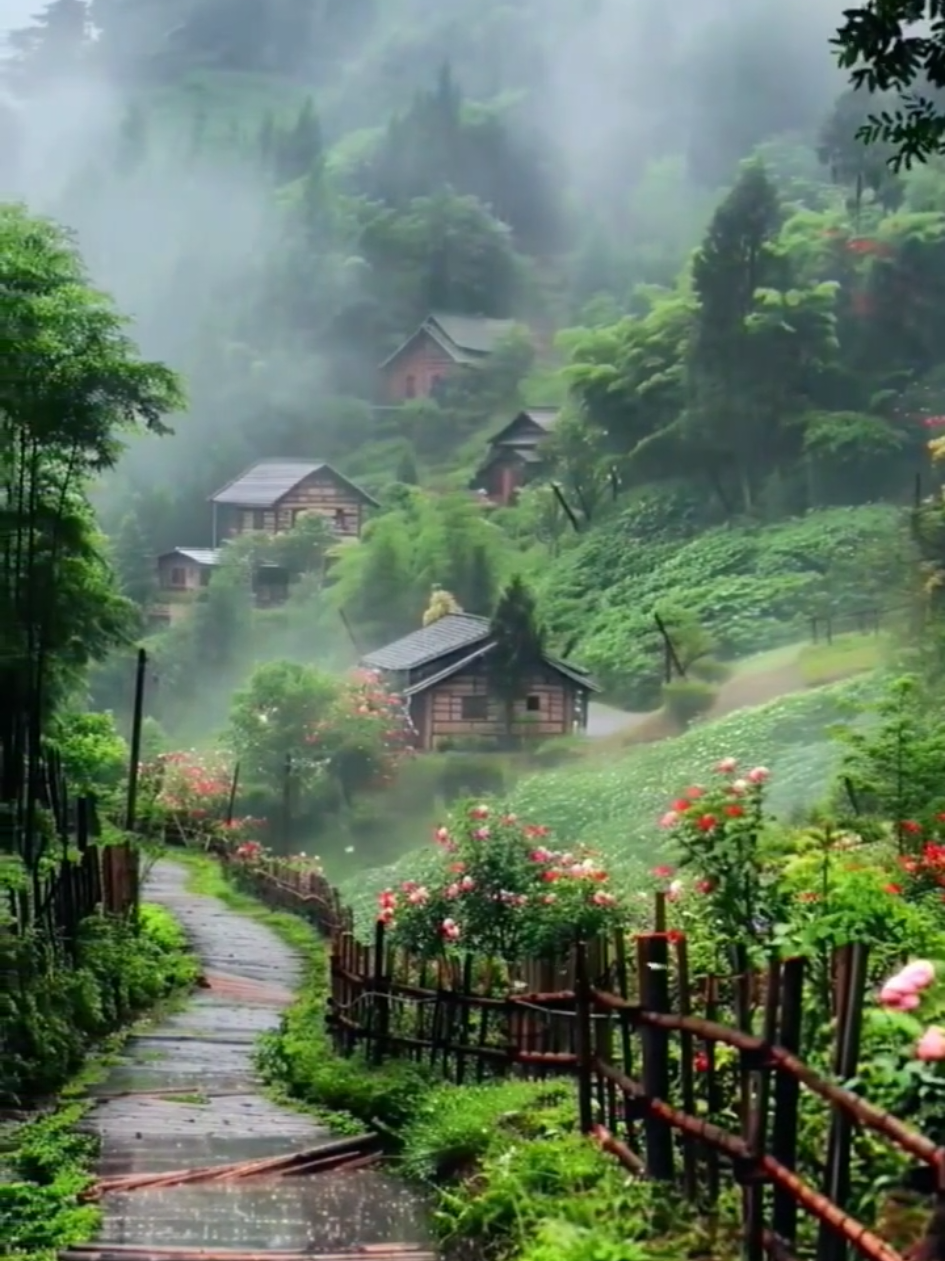 Rainy day in rural life #rainvibes #foryoupage #fyp #HealingJourney #nature lovers #healingnature #amazing #lullaby #beautiful #relax #naturescenery #village 