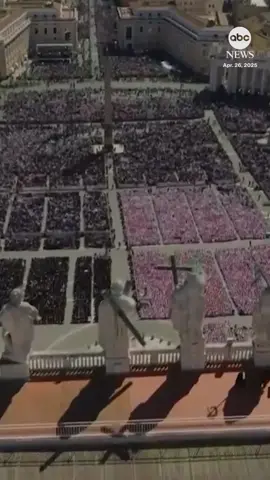 SEE IT: Witness the majestic view from above Vatican City as hundreds of thousands of people came to pay their respects at Pope Francis' funeral. About 200,000 people are attending the funeral, according to the Vatican press office. #news #popefrancis