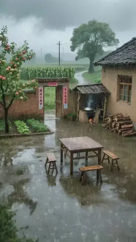 The rain was heavy ☔🌧️ #village #newtrendingvideo #fypviralシ #villagevibes #foryou #ai 