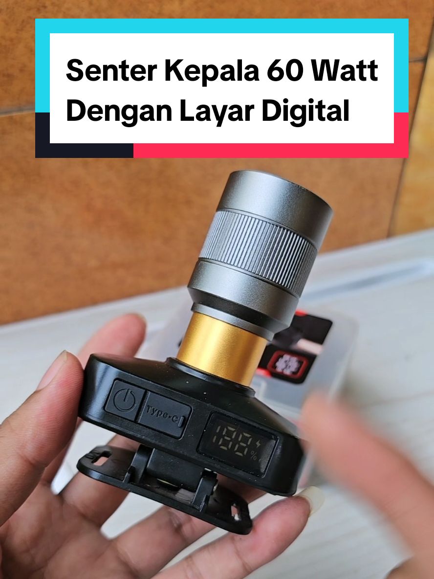 senter kepala aoki 60 W super terang bisa zoom dengan layar digital #senterkepala #senterled #sentersuperterang 