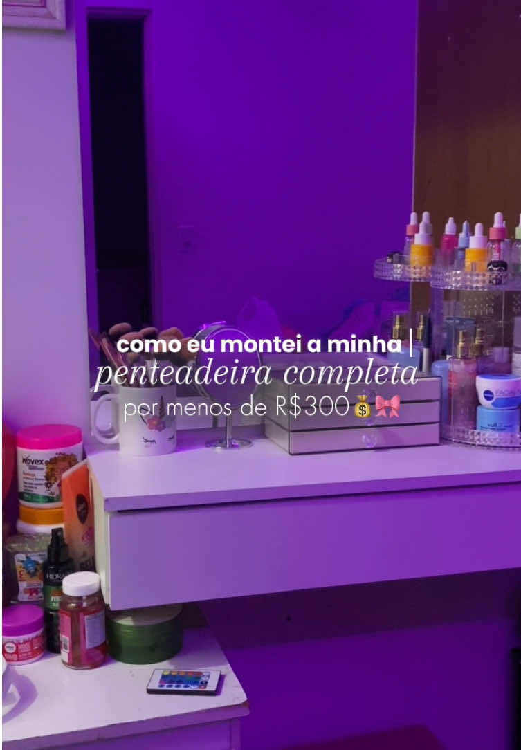 Como eu montei minha penteadeira completa por menos de R$300 na Shopee✨ ig: @dailyemysu #penteadeirashopee #shopee #penteadeirasuspensa #economica #comprasshopee #barato #achadinhosdashopee #dicas #fyp #viral 
