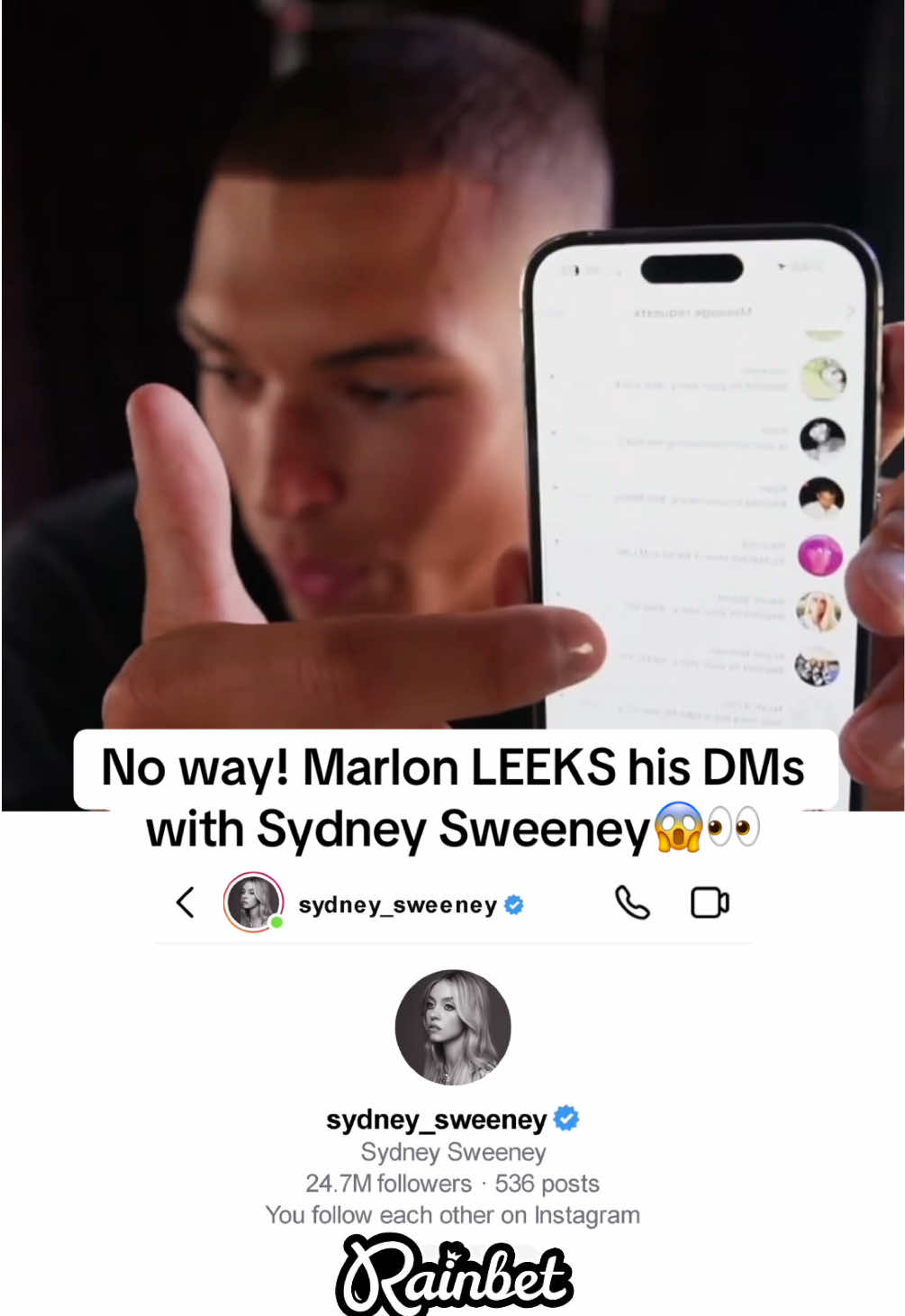 No way! Marlon LEEKS his DMs with Sydney Sweeney 😱👀#marlon #mar3lg #twitch #fyp #couple #couplegoals #videoviral #trendingvideo #insta #sydney #sydneysweeney 