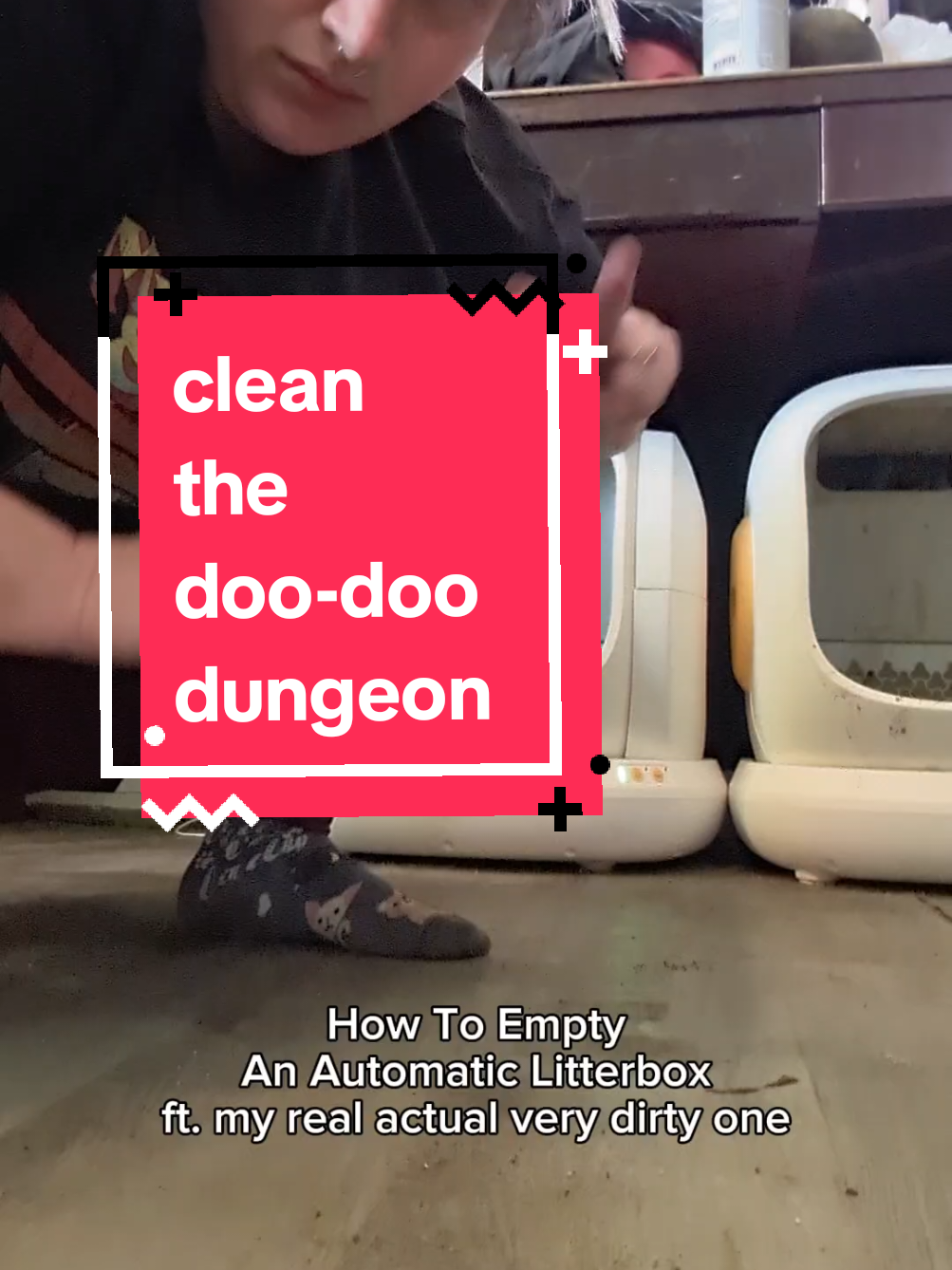 a gross look into why I need an automatic litterbox in the first place featuring showing you how to clean it when your ADHD lets it get realistically dirty #cats #litterbox #automaticlitterbox #cleaning 
