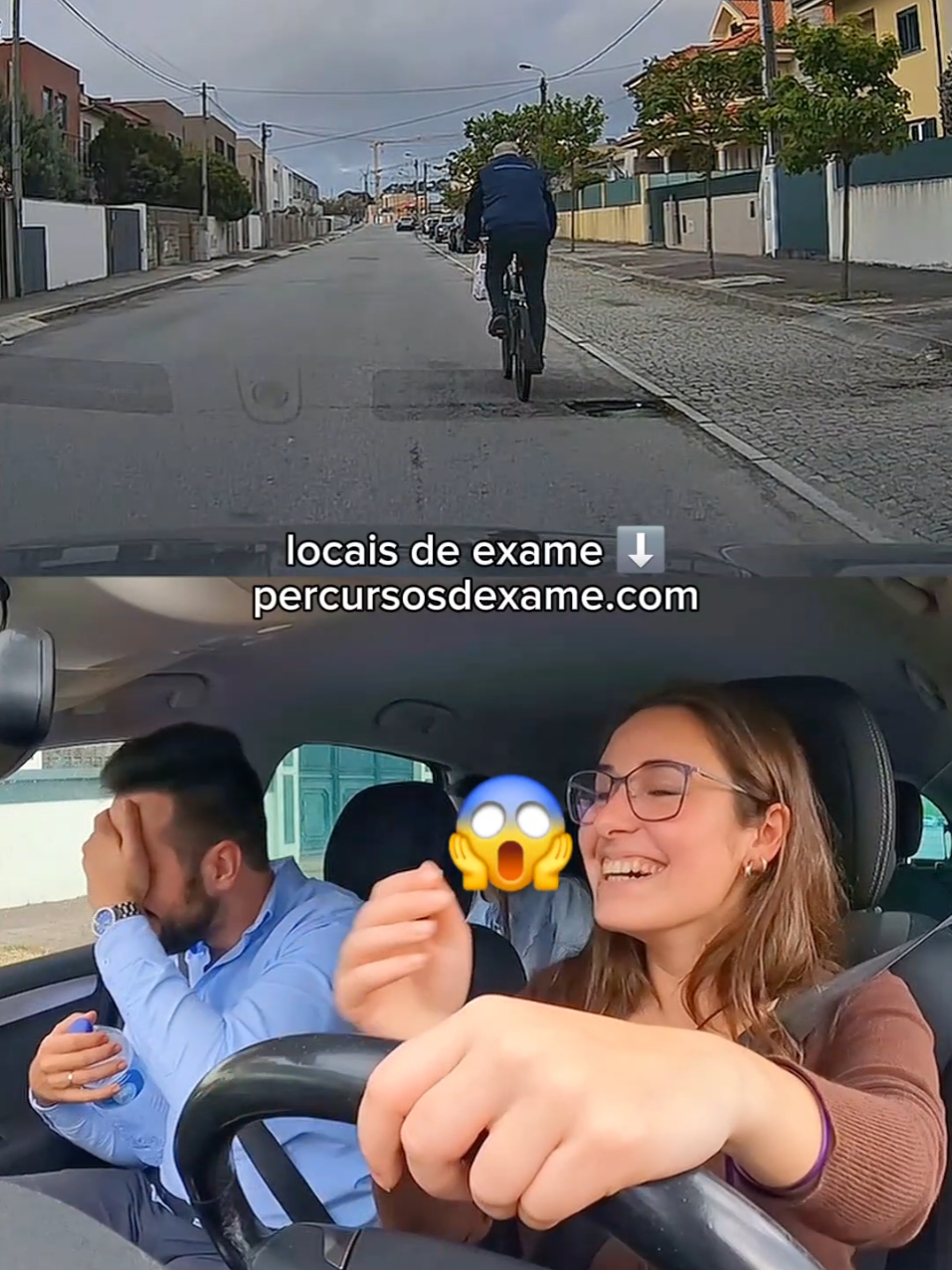 Durante a aula, a aluna quase se dirigiu para um ciclista! Momento importante para reforçar o cuidado redobrado com utilizadores mais vulneráveis na estrada, como ciclistas e peões. #ConduçãoResponsável #AtençãoNaEstrada #Ciclistas #SegurançaRodoviária #PráticaDeCondução
