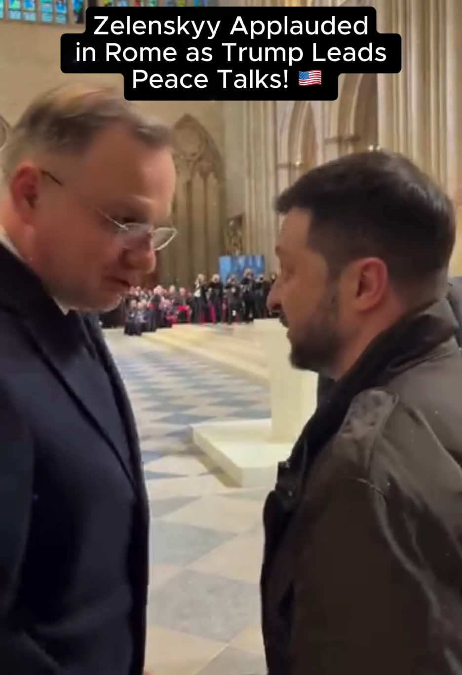 Crowds in Rome erupt in applause for Zelenskyy at Pope Francis’ funeral—while Trump meets him to push for peace in Ukraine! 🇺🇸 