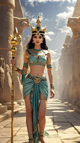 👑The True Queen of Egypt👑 Graceful, powerful, inviolable - a rulerwho rules in gold. Who dares to faceher gaze? ⚜️❤️🌟💙🔱 In front of the magnificent temple, the queen of Egypt wears an ornate crown and walks along the long corridor with her head held high. Sunlight pierced through the cracks in the dome and shone on her. A scepter decorated with gold leaf shone in her hand, and at that moment, power and glory converged to usher in an era that belonged to her. #ÄgyptischeKönigin #Pharaonin #RoyalVibes #MajesticBeauty #AncientEgypt #AlQueen #GoldenGoddess #CleopatraVibes #LuxuryAesthetic #TimelessElegance #AlArt #PowerfulWomen #QueenEnergy #tiktoktrend 