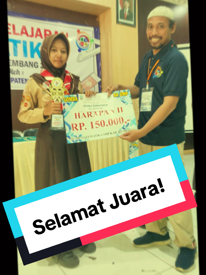 Selamat untuk para Juara Lomba Matematika SMP se Kab Rembang Tahun 2025 Terus berprestasi meraih mimpi! #osn #matematika #lomba #suwarlan #anakhebat 