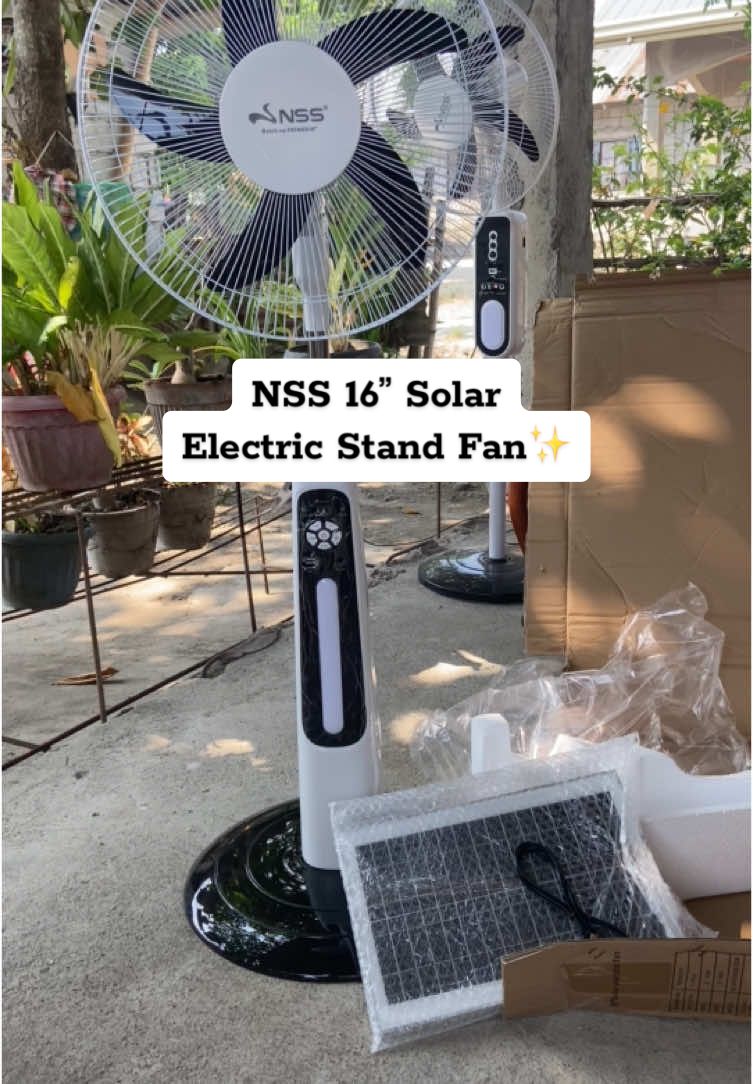 NSS 16 Electric Solar Multifunctional Stand/Emergency fan must have talaga to✨#nss #nssfan #nsssolarfan #solarfan #rechargeable #musthave #veryuseful #tipidtips #powersaver #eletricfan #fyp #fyppppppppppppppppppppppp 