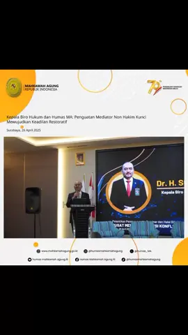 KEPALA BIRO HUKUM DAN HUMAS MA: PENGUATAN MEDIATOR NON HAKIM KUNCI MEWUJUDKAN KEADILAN RESTORATIF Berita selengkapnya silahkan klik https://www.mahkamahagung.go.id/id/berita/6729/kepala-biro-hukum-dan-humas-ma-penguatan-mediator-non-hakim-kunci-mewujudkan-keadilan-restoratif atau kunjungi website resmi Mahkamah Agung RI di www.mahkamahagung.go.id untuk melihat berita lainnya. #mahkamahagungri #humasmahkamahagung 