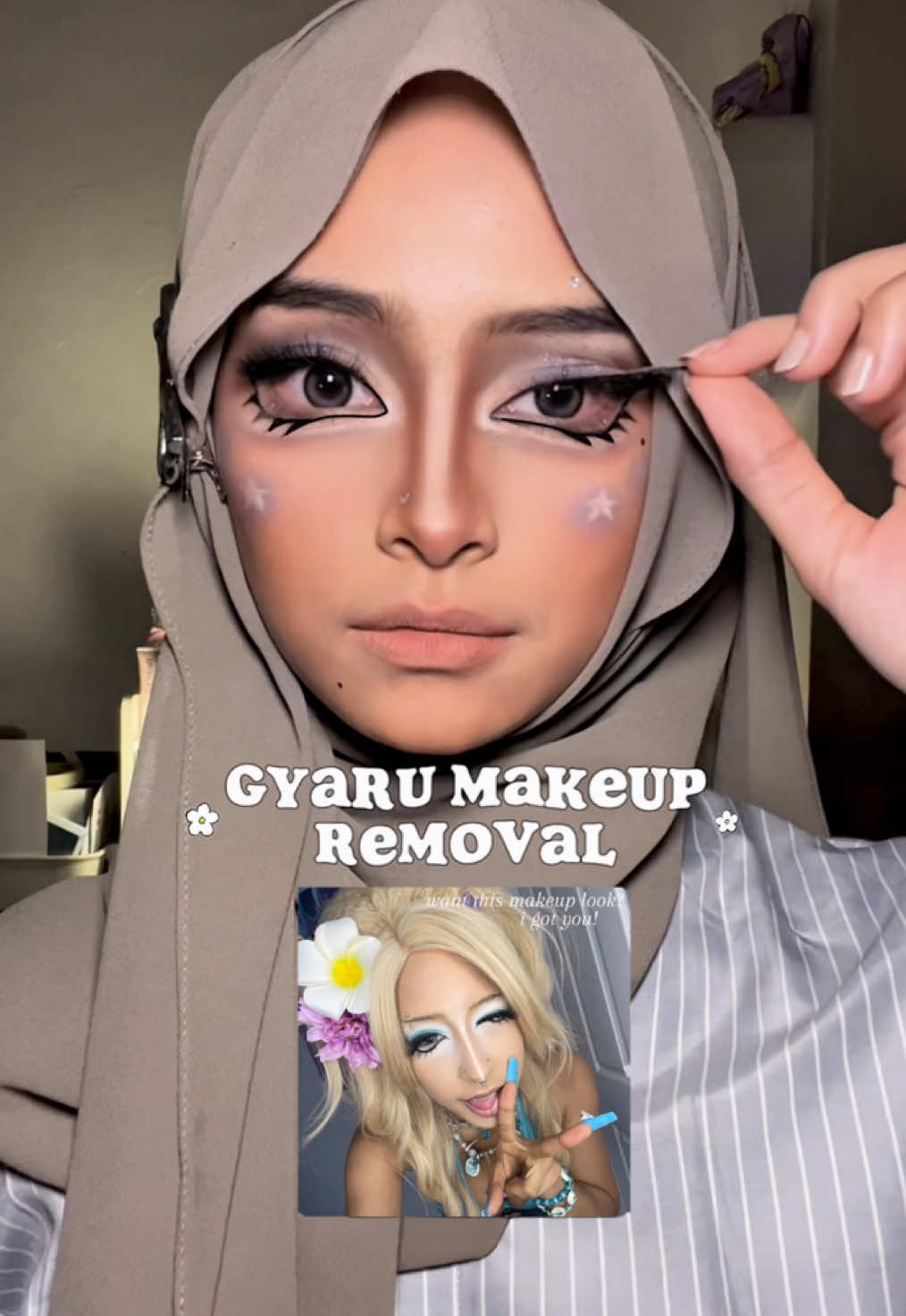 Lagi heavy crazy makeup gini paling cocok pake MW nya @npureofficial deh biar gak drama gosok gosok muka perih😗🙆🏻‍♀️ . #NPURE #makeup #gyaru #beauty #micellarwater #skincare #gyarumakeup 