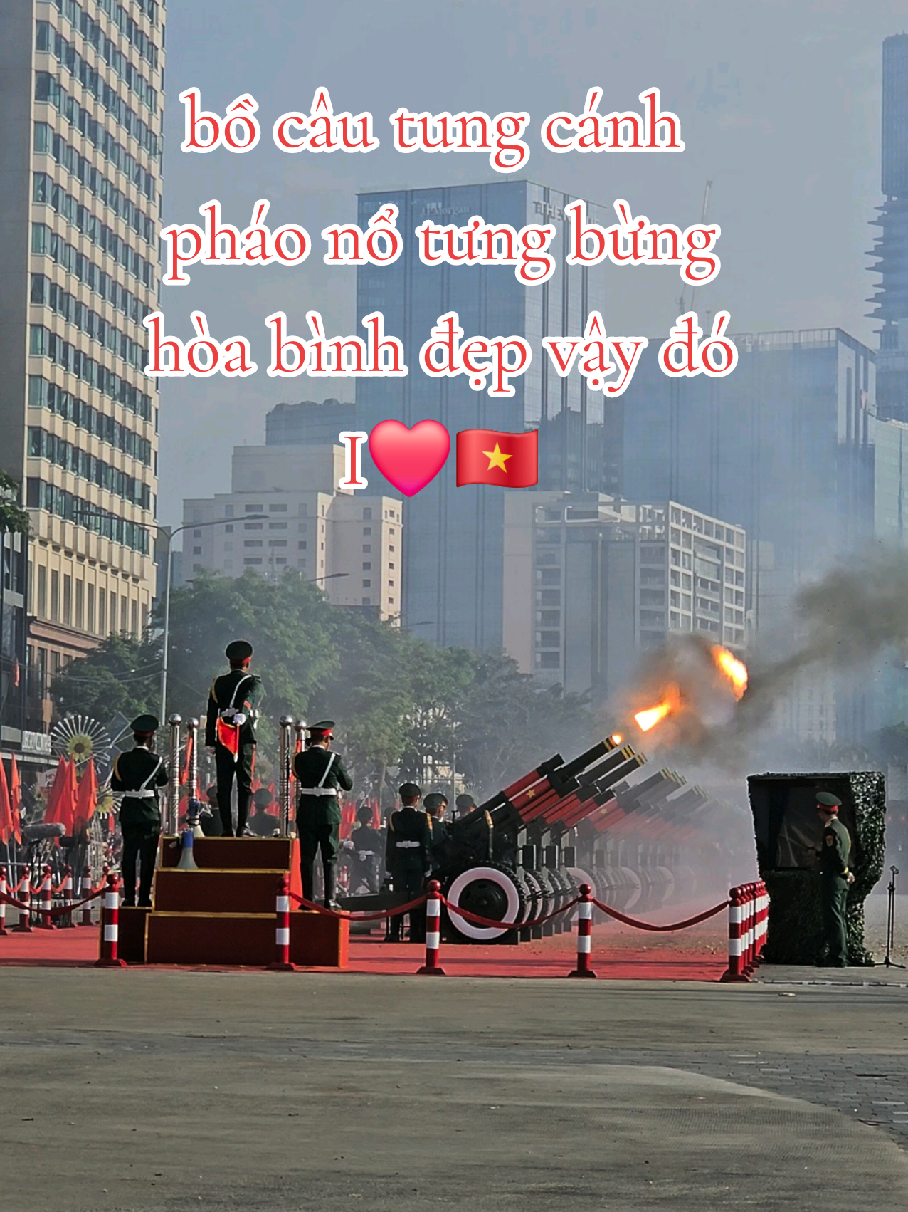 BỒ CÂU TUNG CÁNH PHÁO NỔ TƯNG BỪNG HÒA BÌNH ĐẸP VẬY ĐÓ I❤️🇻🇳#50namgiaiphongmiennam #dieubinhvietnam #dieubinh50namgiaiphongmiennam #dieubinh #miennamgiaiphong #dientapquansu 