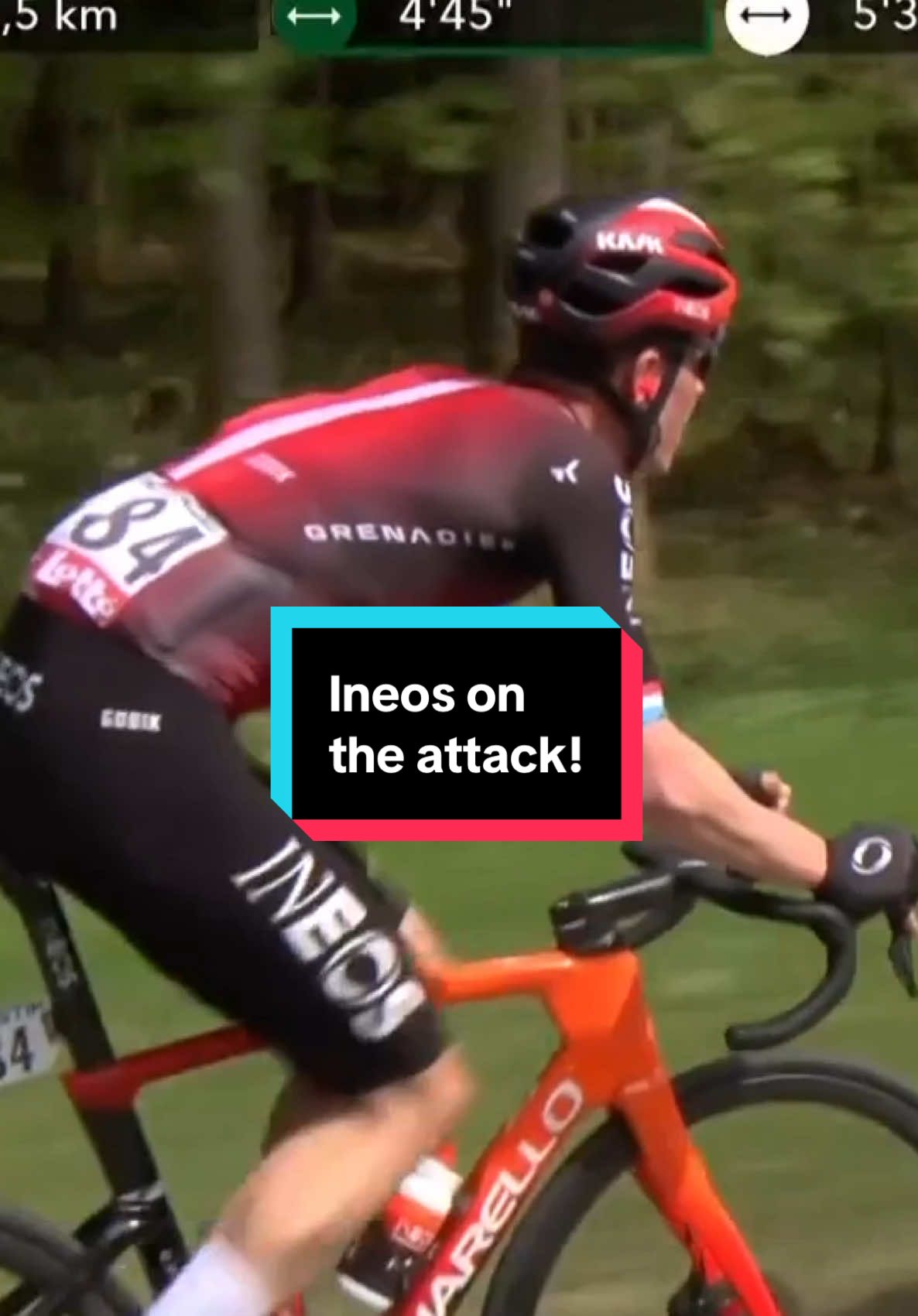 What are Ineos Grenadiers planning 🤔 The British team have attacked the peloton with both Tobias Foss and former winner Bob Jungels jumping clear of the bunch. #cycling #roadcycling #lbl 
