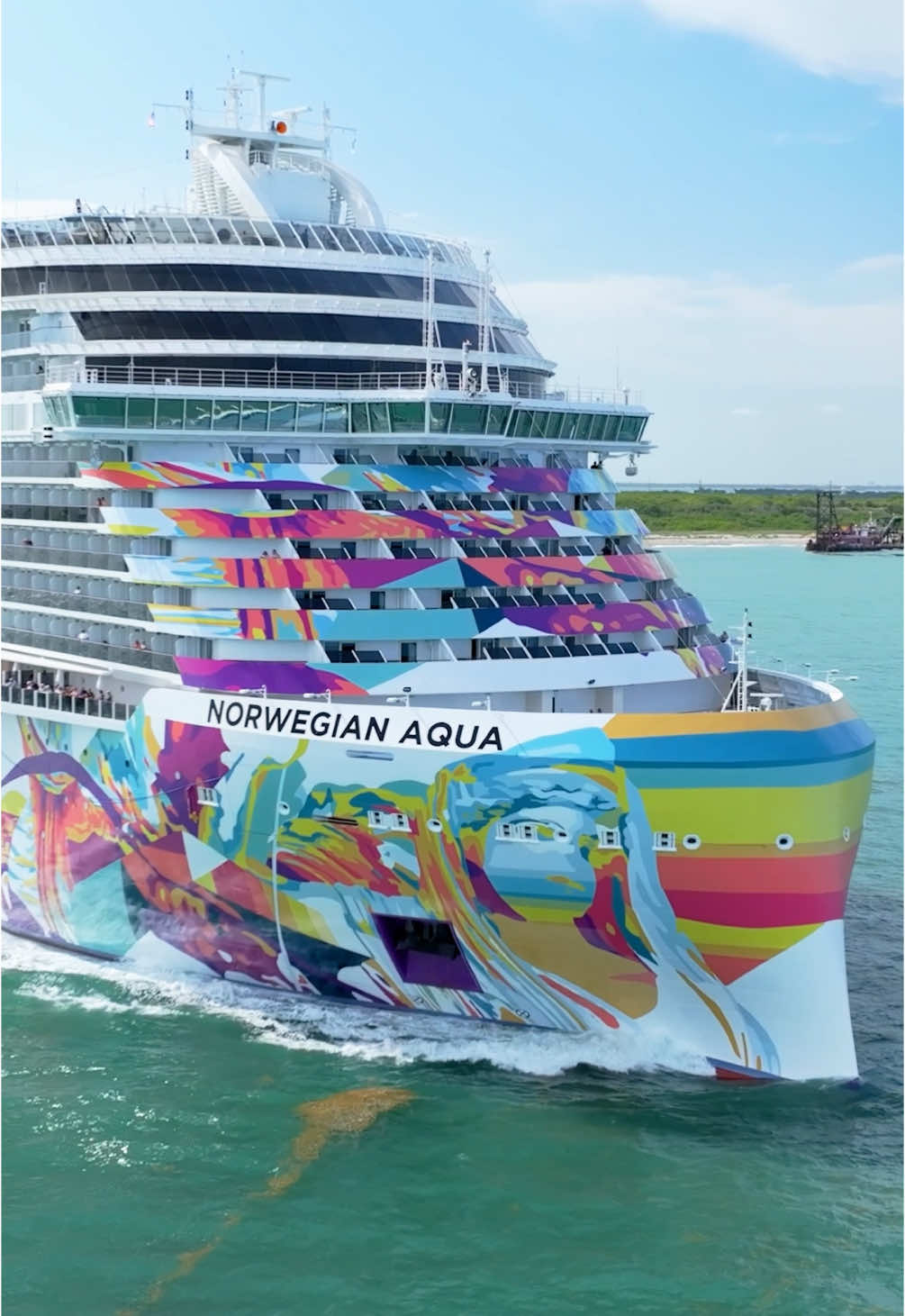 The brand new Norwegian Aqua makes her grand debut at the Space Coast! . . . . . . @Norwegian Cruise Line  #cruise #cruises #cruising #cruiseship #cruiselife #norwegian #norwegiancruise #norwegiancruiseline #norwegiancruiselines #ncl #prima #viva #aqua #luna #norwegianaqua #norwegianviva #norwegianprima #cruisevacation #drone #dronephotography #dronephoto #dronevideo #dronevideos #portcanaveral #spacecoast #canaveral #jettypark #fyp #fypシ #foryou #foryoupage 