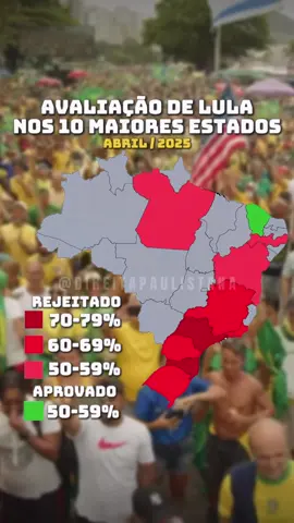Avaliação do Lula nos 10 estados mais populosos do Brasil 🇧🇷  . #lula #foralula #bolsonaro #sul #edit #mapper #politica  