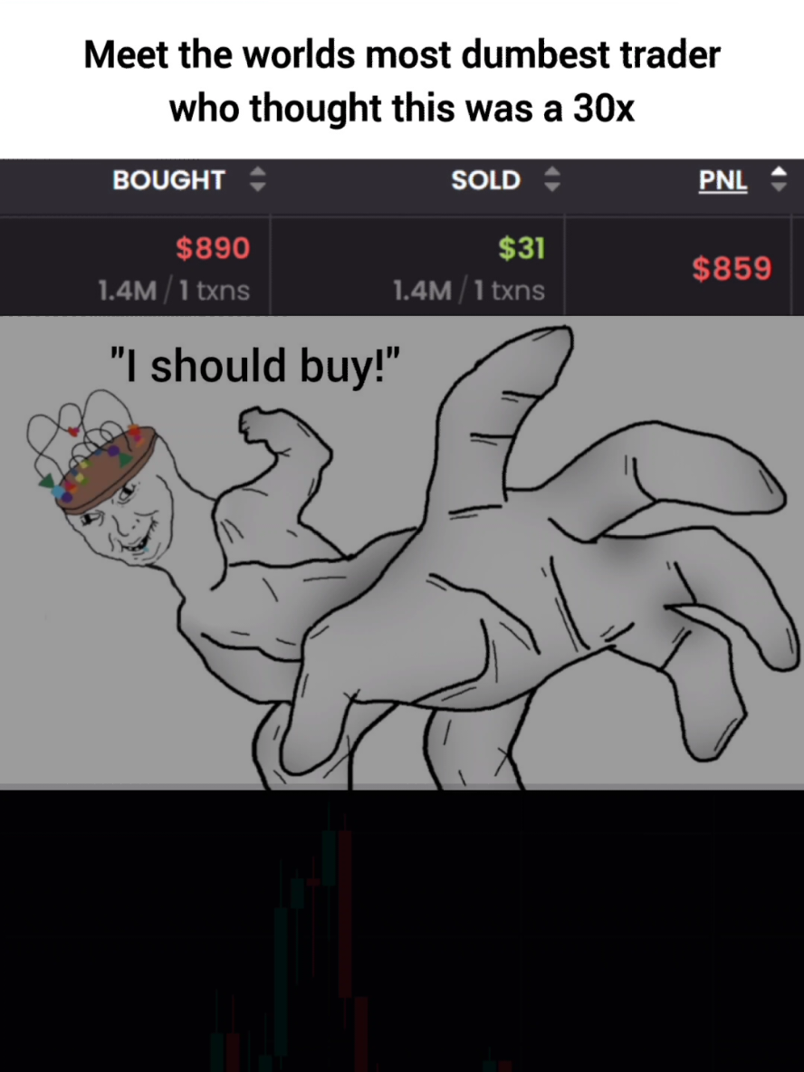 meet this silly guy who thought he got a 30x but in reality got a -30x, and now only has 1/30th of the original! #fyp #memestiktok #funny #silly #charts #lol #oof #cryptomemes #bigloss  #tradingmemes #viral #viralvideos #lmao 