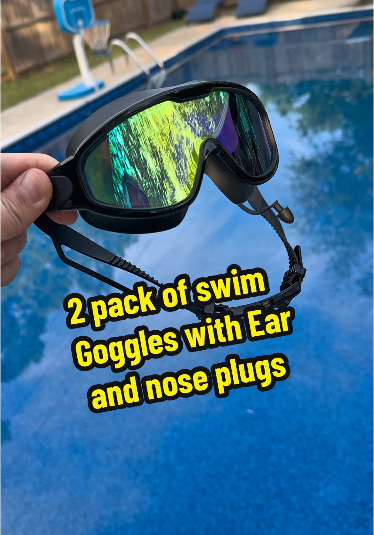 2 pack of swim goggles with nose and ear plugs #swimming #swimgoggles #goggles #swim #pool #tiktokshopcreatorpicks 