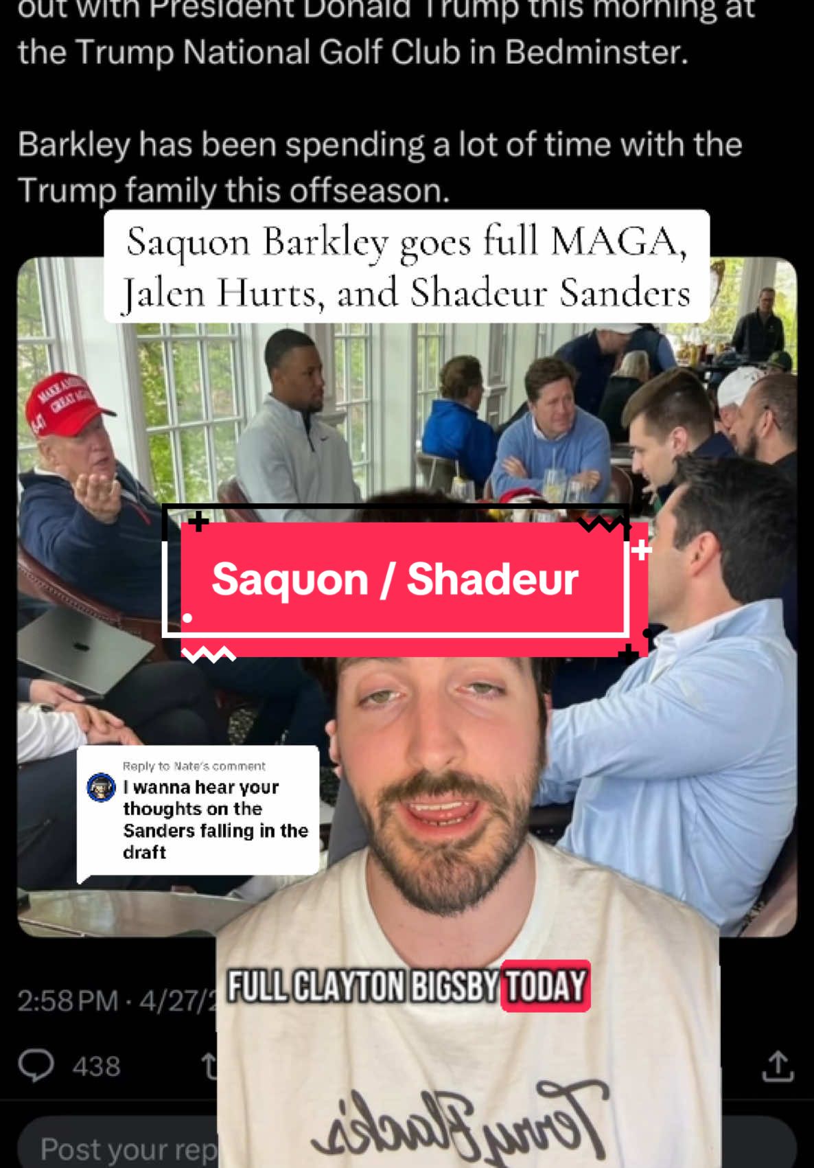Replying to @Nate my thoughts on Shadeur Sanders, as well as my take on the eagles White House visit which seems to be dividing Jalen Hurts and Saquon Barkley. #saquonbarkley #jalenhurts #philadelphia #philadelphiaeagles #trump #maga #nfl #shadeursanders #nfldraft #democrat #liberal 