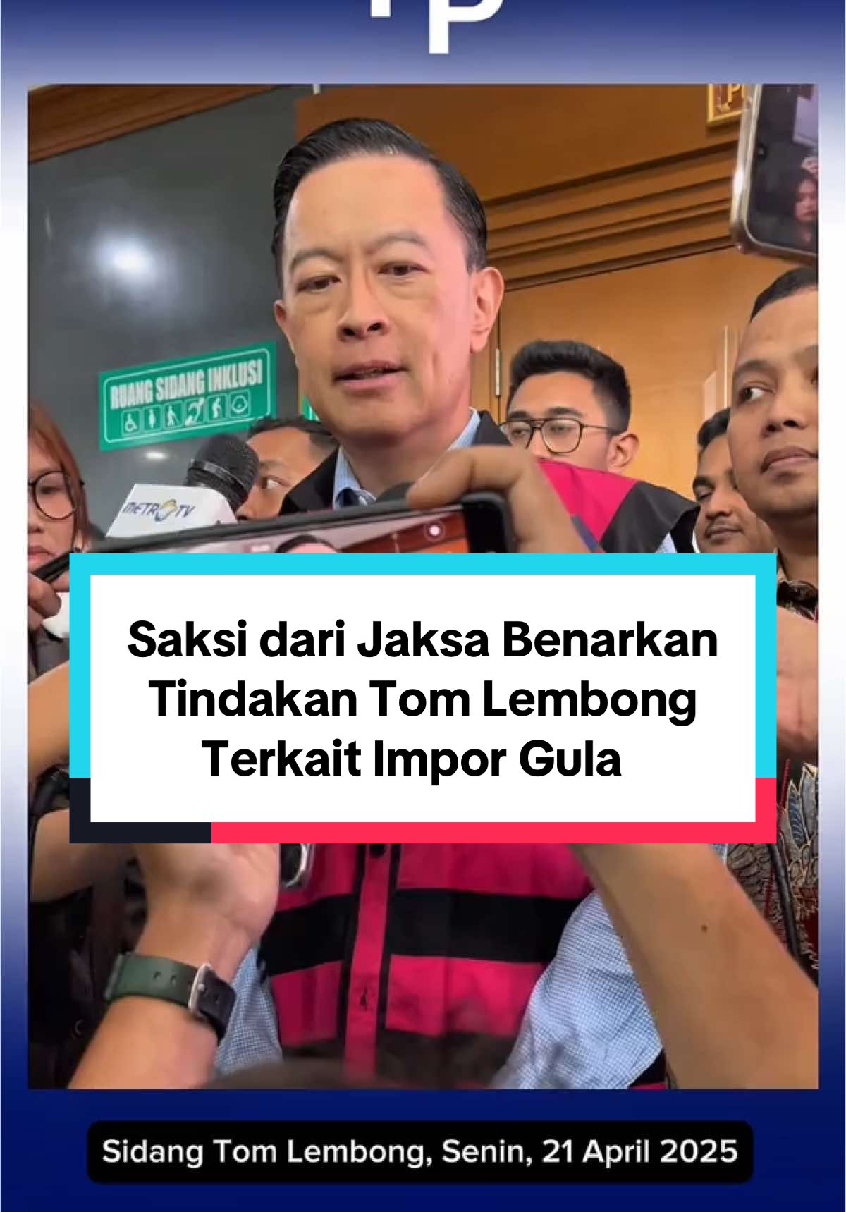 Keterangan Pers Tom Lembong usai Sidang Senin, 21 April 2025, di Pengadilan Tipikor Jakarta Pusat.  ___  #tomlembong #kejaksaanagung #pntipikorjakartapusat #kasusimporgula #hukumperubahan #justicefortomlembong 