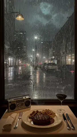 I could eat good with this view 🥩⛈️☔️ #fyp #foryoupage #foryourpage #fypシ #fypシ゚viral #asmr #nature #cozy #rainasmr #rain 