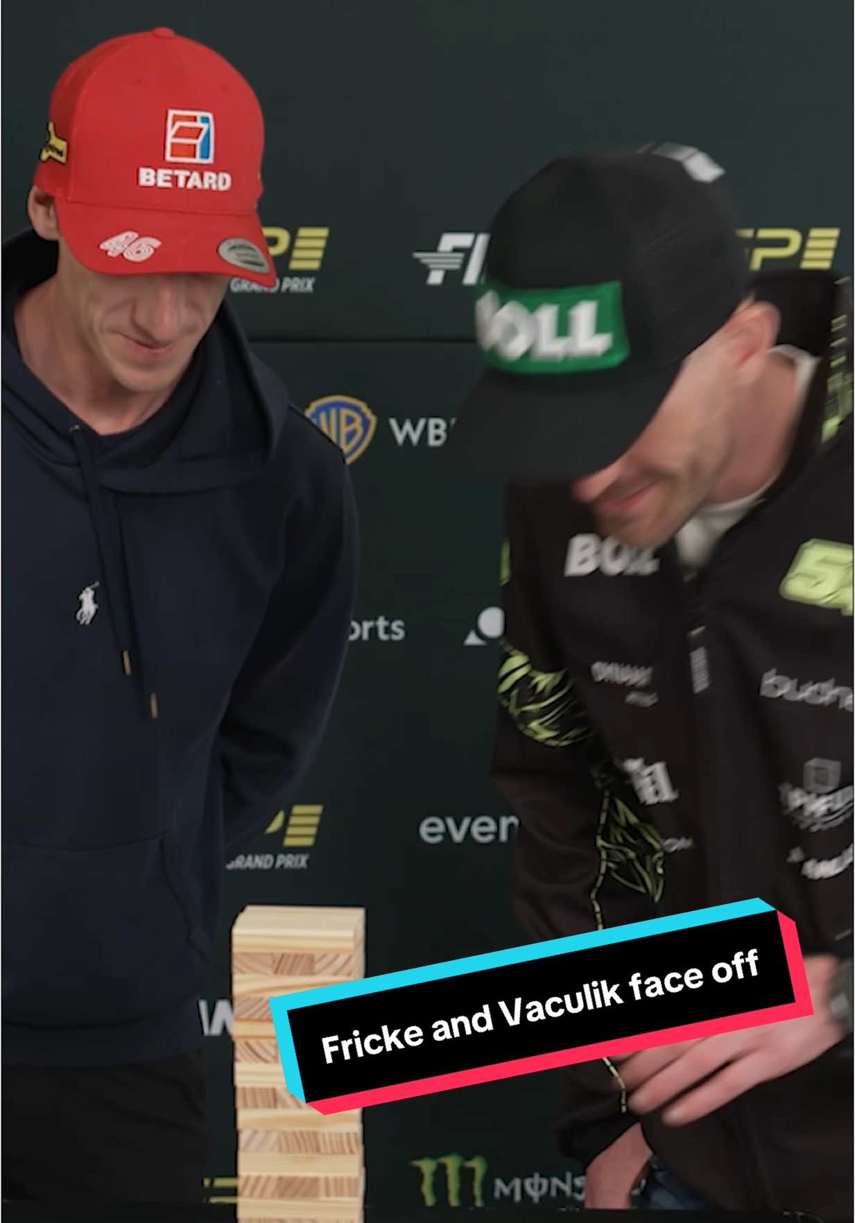 They may face pressure on track, but this is REAL pressure 😤  Max Fricke and Martin Vaculik went head to head in an intense game of Jenga 👀  #SpeedwayGP #racing #Motorsport #motorcycle #bike