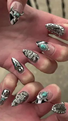 Part 2, because the cowgirls were NOT playing.🩵🐂🌵 #WesternNails #TurquoiseNails #CowgirlNails #montana #NailInspo  #montananails 