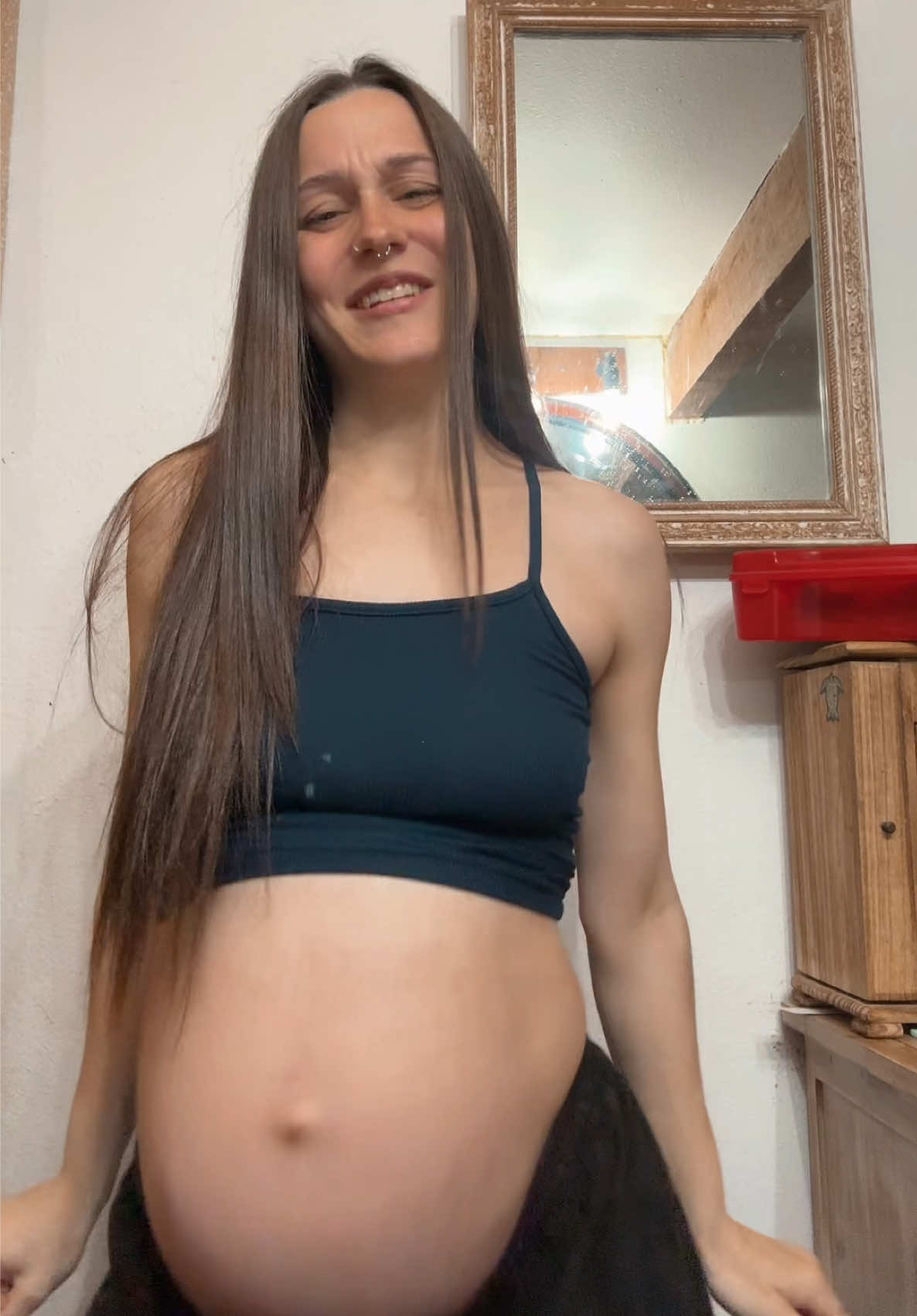 Much requested by yall 🤣🥰 you can SEE baby girl moving in there lmao🤯💀#MomsofTikTok #dance #pregnancy #fyp 
