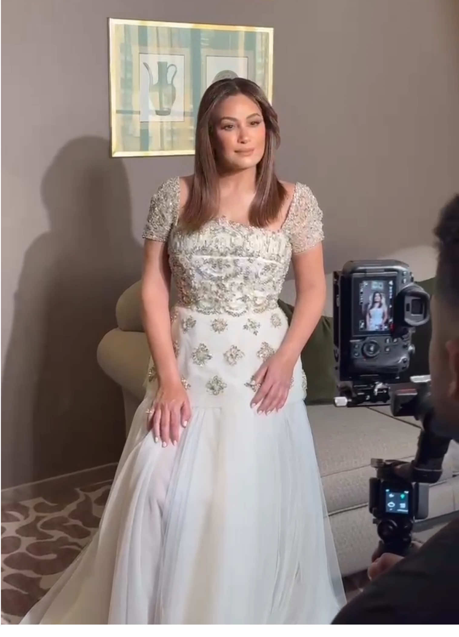 Some snippets before the Beirut International Women Film Festival✨ Stylist: @khalilzein.official Dress: @saiidkobeisy Makeup: @samerkhouzami Hair: @georgeselmendelek Jewelry: @zoughaibandco