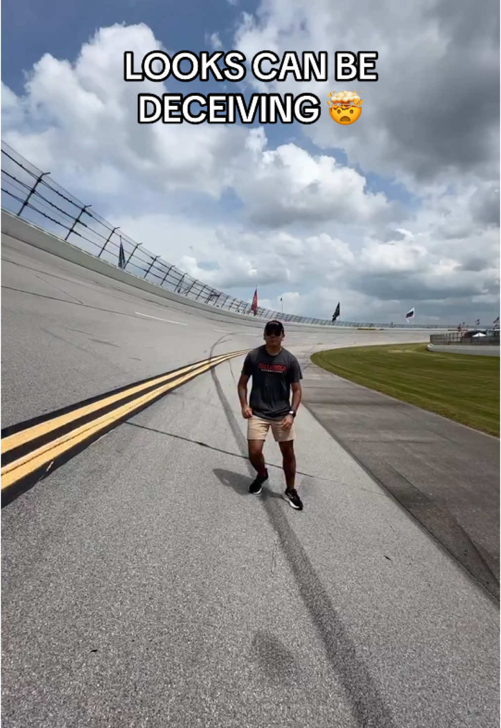 Didn’t know it was that steep 😅 (@nascar ) #nascar #race #racing #cars 