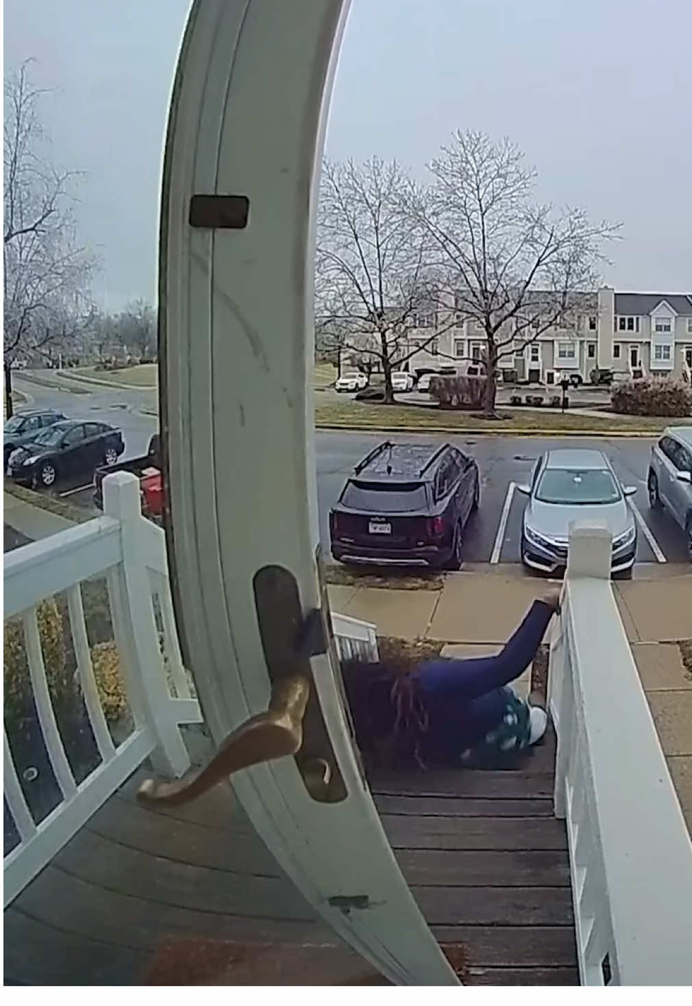 Slip ‘n’ Slide. 🛝 #slipsandfalls #slips #caughtoncamera #funnyvideos #doorbellcamera 