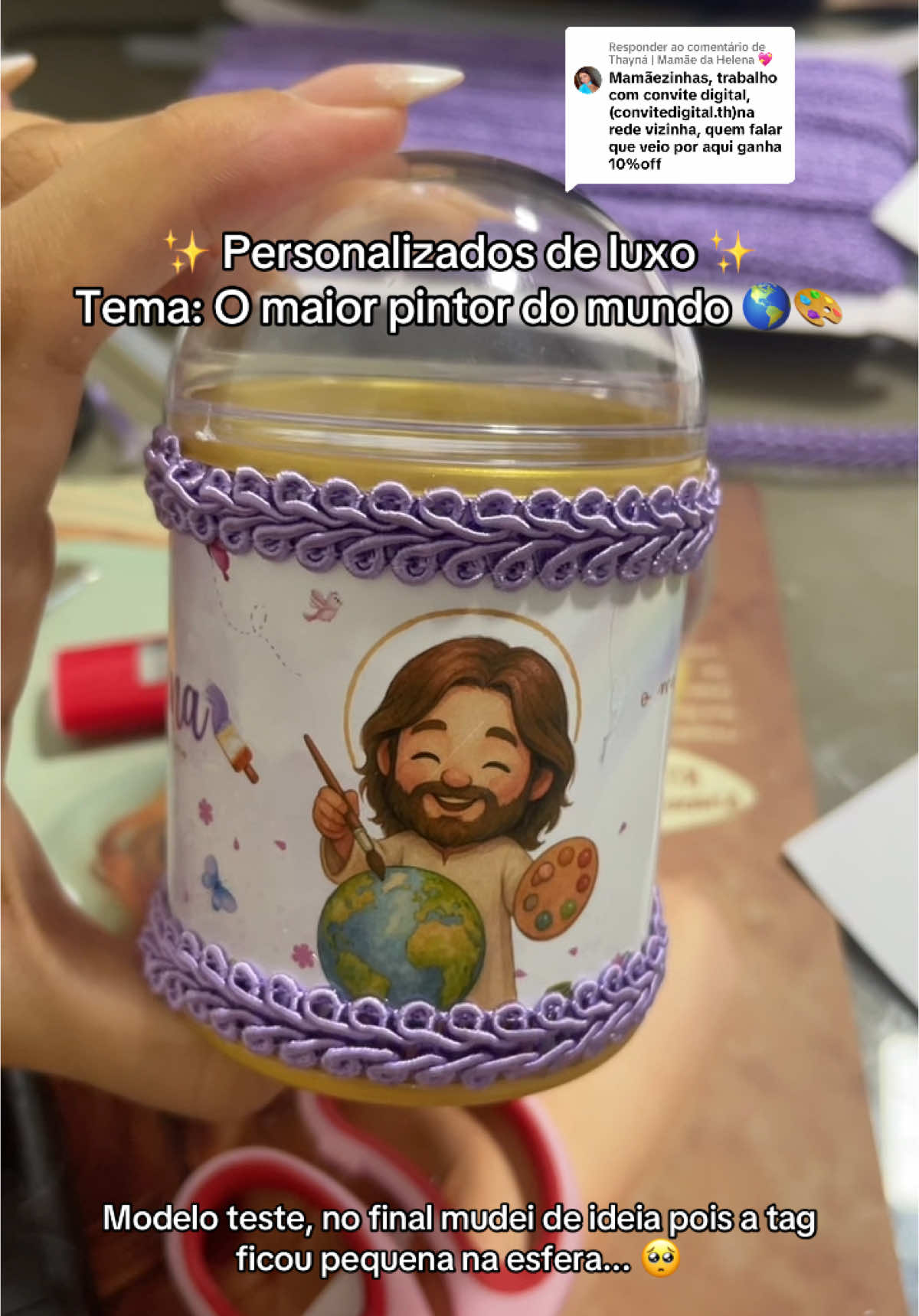 A responder a @Thayná | Mamãe da Helena 💖 depois trago o resultado final 😍 #aniversario #aniversarioinfantil #1ano #omaiorpintordomundo #jesus #personalizado #lembrancinhaspersonalizadas #lembrancinha #personalizadosdeluxo 