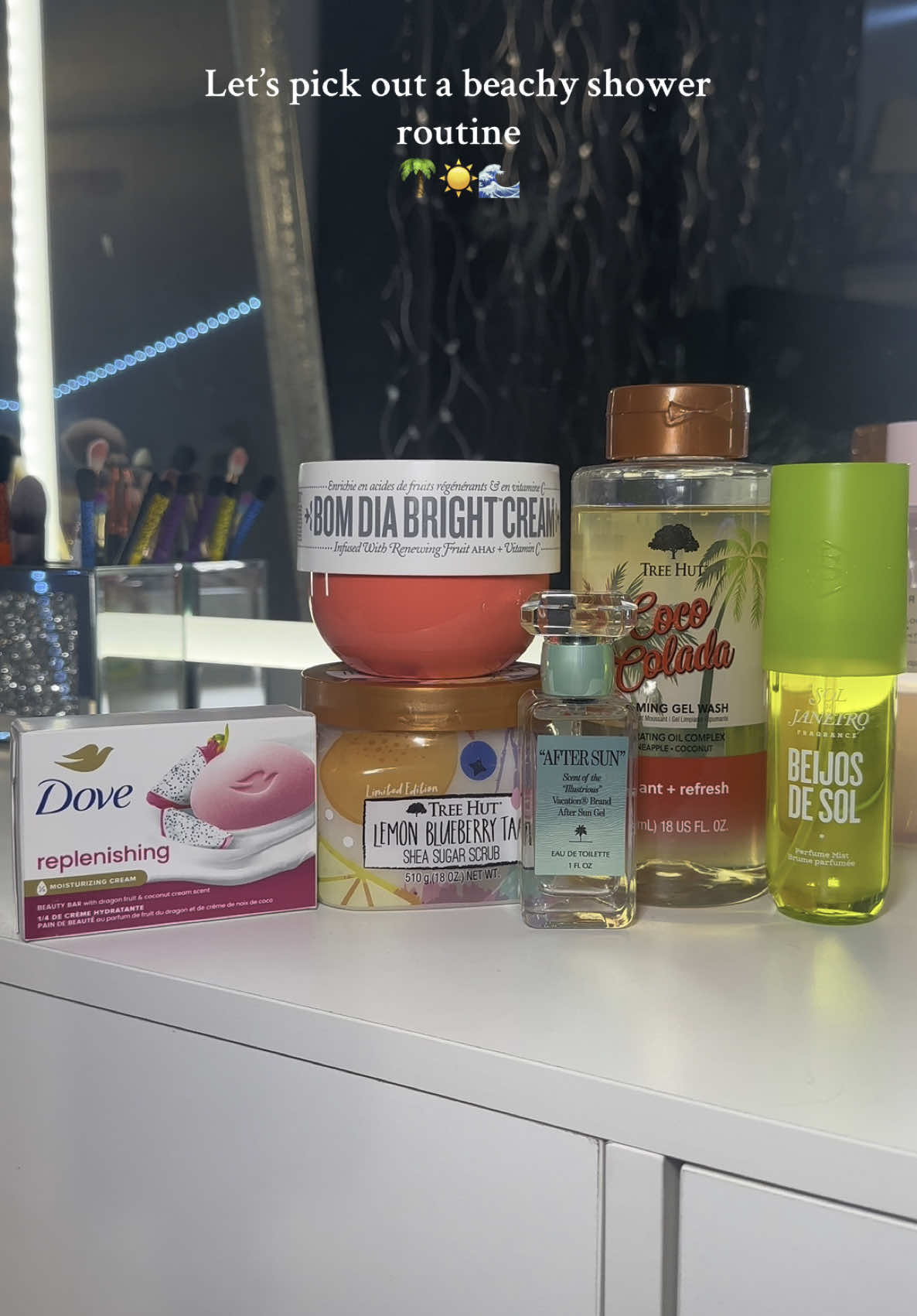 Beach inspired shower routine🌴🥥☀️ @Tree Hut @Dove Beauty & Personal Care @Sol de Janeiro @Vacation Inc.   #showerroutine #showertok #showerproducts #bodycareroutine #skincareroutine #skincaretips #girlythings #selfcareroutine #selfcaretiktok #shower #routine #hygiene #hygienetips #hygieneproducts #explorepage #explore 