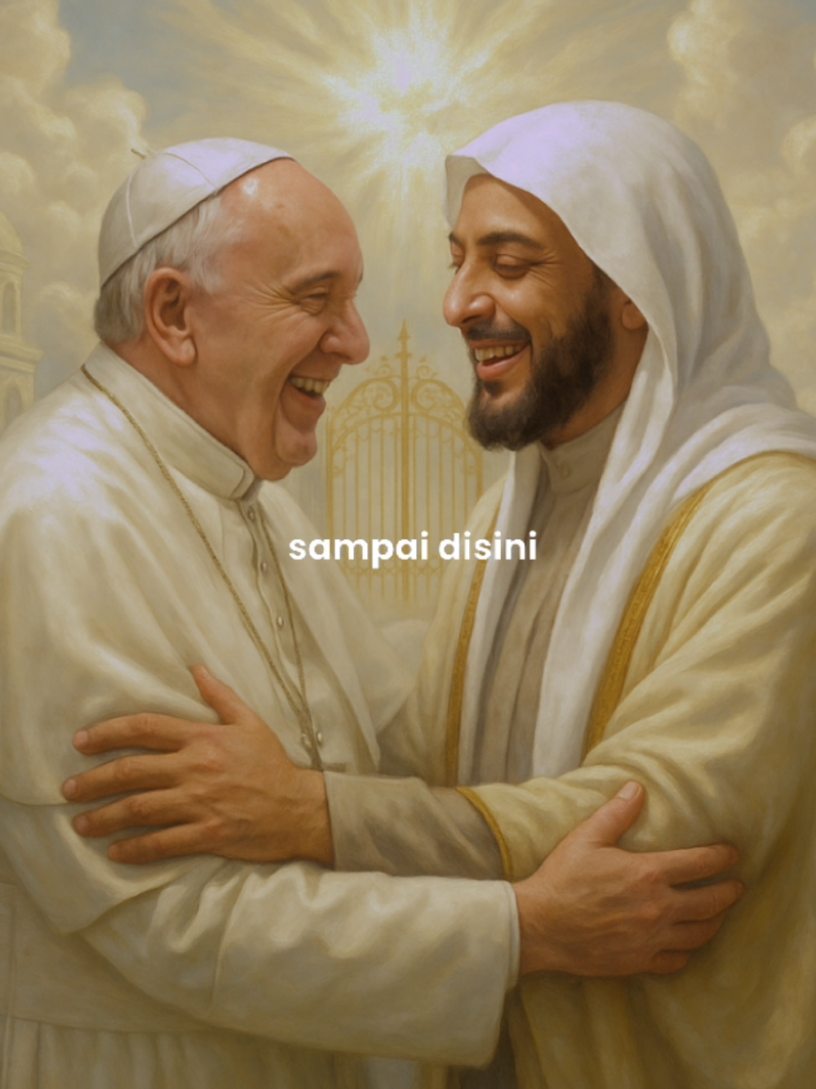 Teladan Bagi Kita Semua ✝️☪️👑 Mungkin Saat Ini Mereka Berdua Sudah Bahagia Di Surga, Tetapi Perjuangan Dan rasa Toleransi Mereka Berdua Akan Selamanya Abadi 🤍👑 #popefrancis #syekhalijaber #toleransi #katolik #islamic #saudara #respect #xybca #fypシ゚ #bobartwork27 