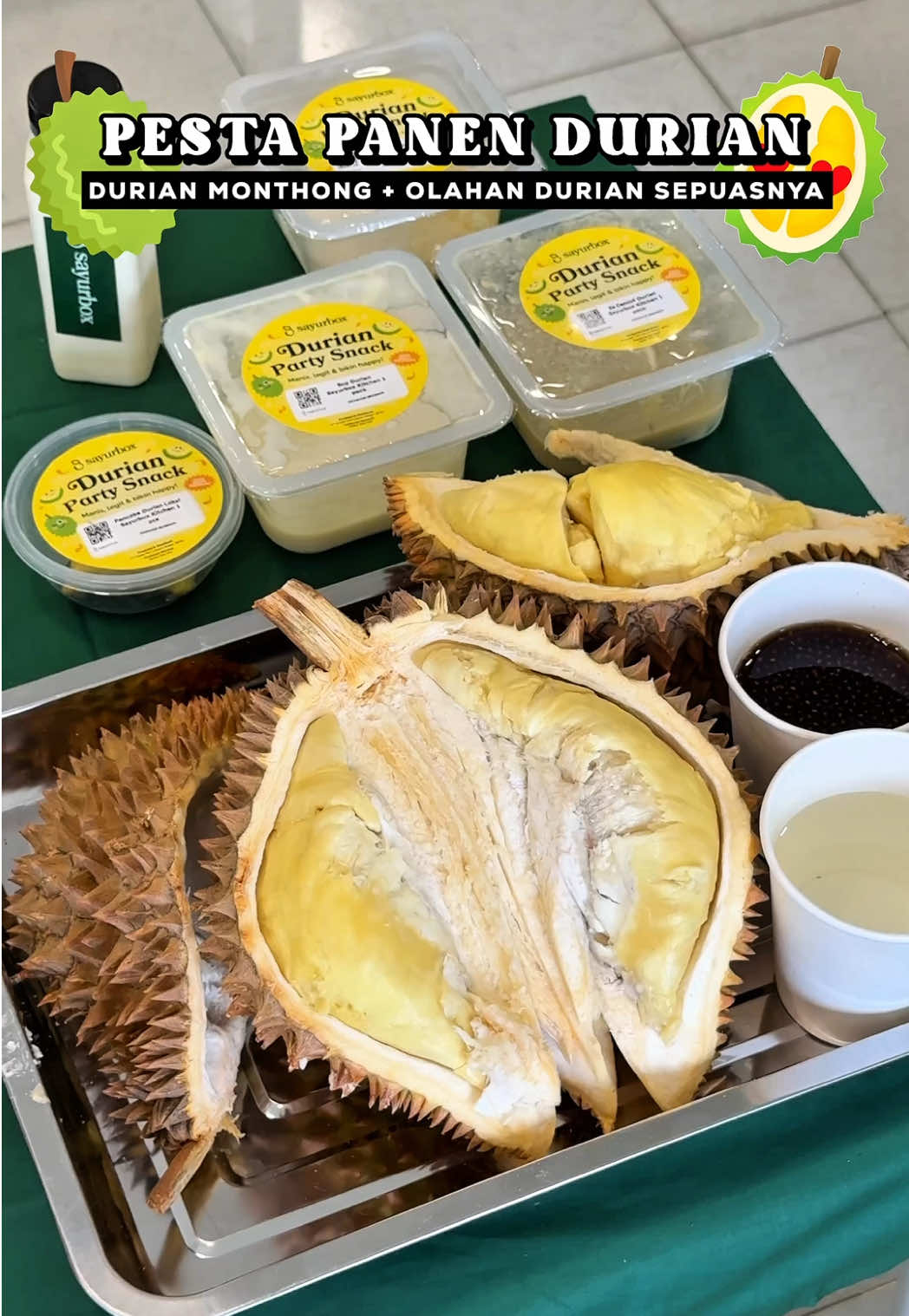 Pesta Panen Durian 🫶🏻  . Durian Monthong Premium + AYCE olahan durian bisa kalian nikmati di @Sayurbox Sayurbox Supermarket Meruya sampe 4 Mei 2025 ini! Pasti puas banget deh ✨ Lagi ada penawaran Harga Terbaik juga nih buat belanja di Sayurbox, jangan sampe kelewatan ya! . #SayurboxSupermarket #PestaPanenSayurbox #durian #kuliner #duren #ayce 