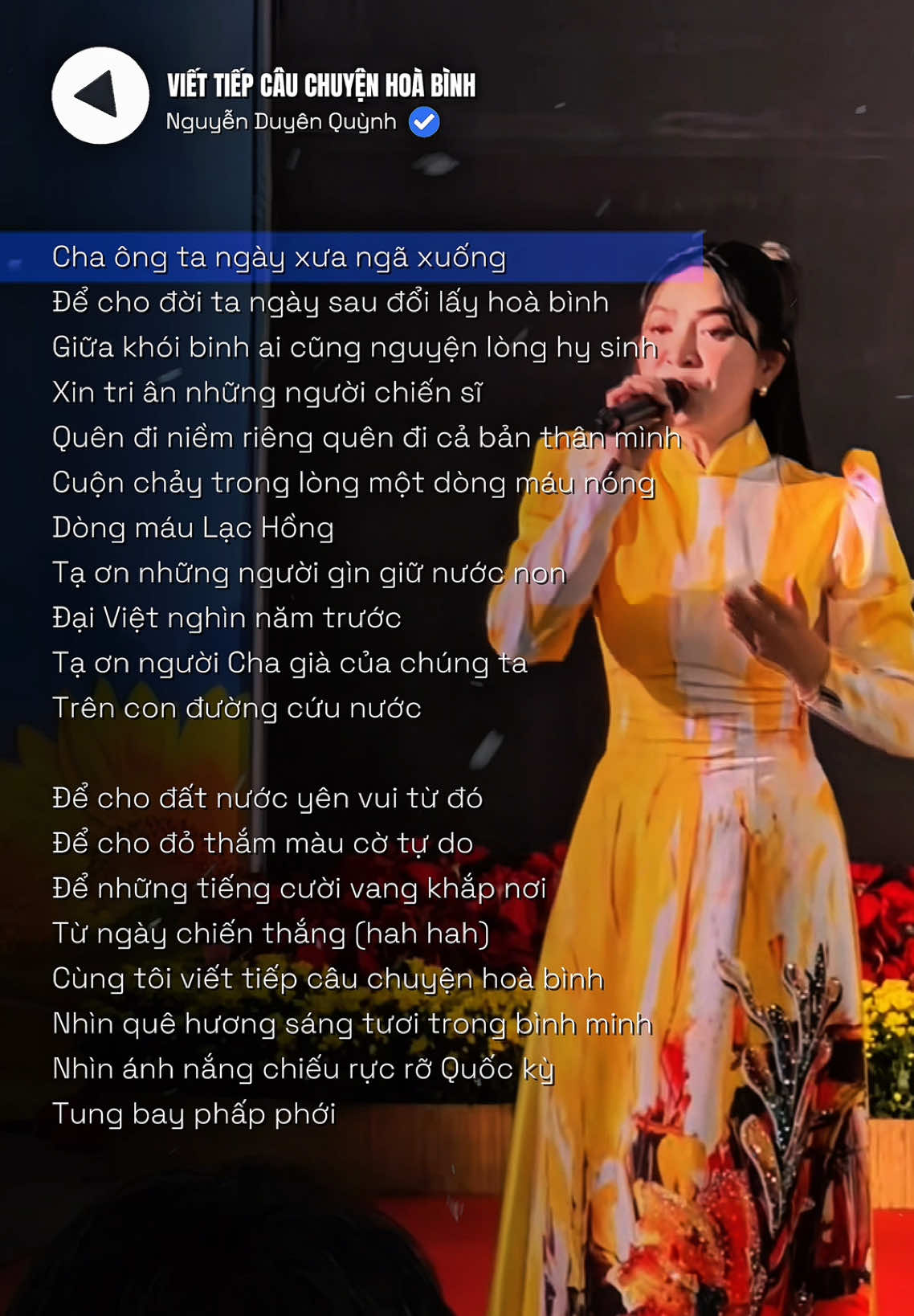 VIẾT TIẾP CÂU CHUYỆN HOÀ BÌNH // Nguyễn Duyên Quỳnh - sáng tác nhạc sĩ Nguyễn Văn Chung  #viettiepcauchuyenhoabinh #nguyenduyenquynh #fyp #soundsofvietnam #nhachaymoingay #xh 