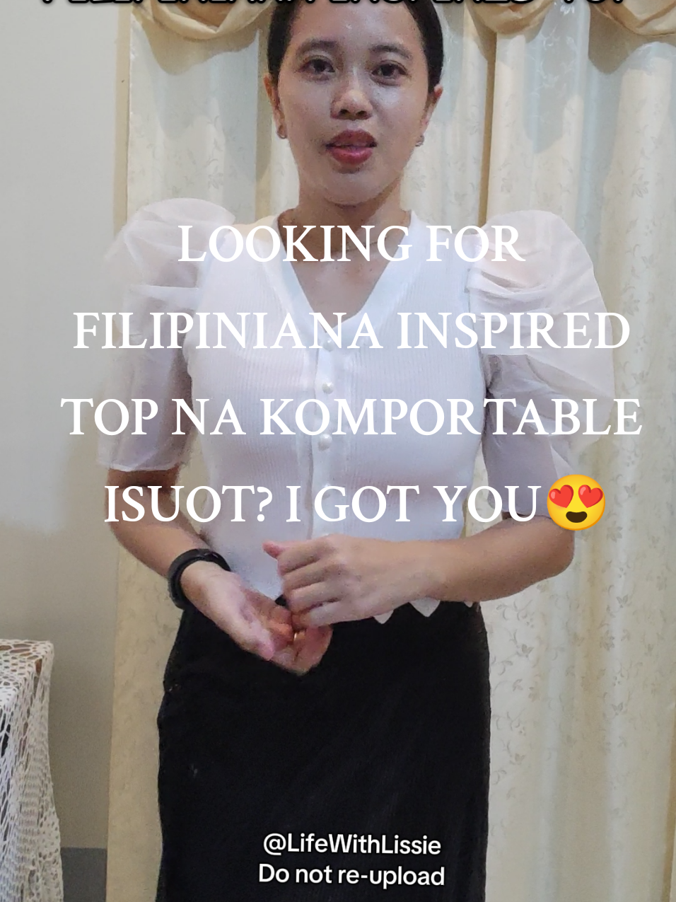 Bubble Sleeve Knitted Top Filipiniana Inspired 