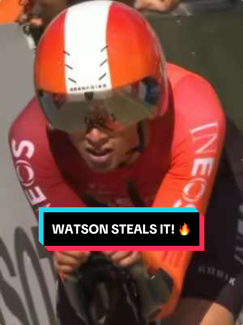 HE'S DONE IT! 👏 Sam Watson pips Ivo Oliveira to the Prologue win at the Tour de Romandie — his first WorldTour victory — and he only found out he was racing yesterday! 😮 #cycling #roadcycling