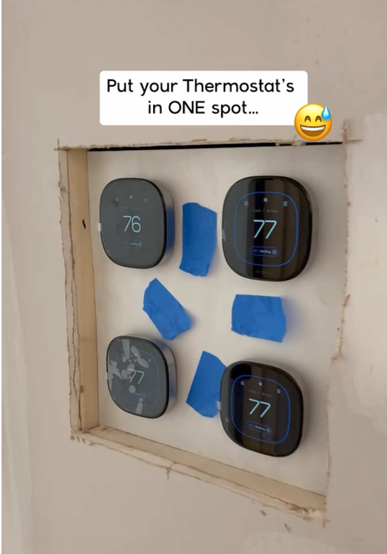 🛑 Don’t Build a House without seeing my Checklist…
 Get it at BuilderBrigade.com
 
 Would you consider all your thermostats in one central location?
 
 I freaking love the idea of seeing and controlling them all in one spot.
 If anyone wants to change the temp they’re going through me 😂
 
 If you go this route you’ll need to get remote sensor to determine temperatures in the rooms they control. Ecobee is a solid choice. I have them linked in my Amazon Store
 Amazon.com/Shop/BuilderBrigade
 
 #BuilderBrigade #homebuildingtips #homebuilding #customHome #HomeBuildingChecklist #thermostat #centralthermostat #hvac
