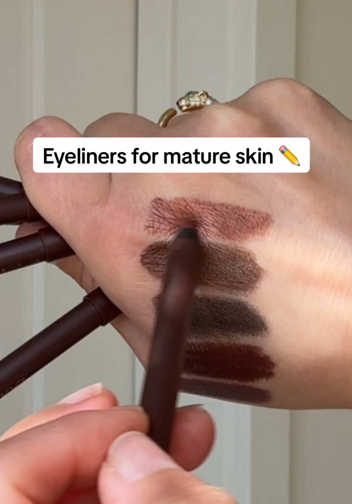 Soft, wearable shades of our 24HR Waterproof Eyeliner for mature skin: Plum, Chocolate, Graphite, Bronze, and Stone. Creamy, waterproof, and made to define the eyes without feeling harsh. ✏️ The perfect picks for Mother’s Day. #TikTokShopMothersDay  #WaterproofEyeliner #MakeupForMatureSkin 