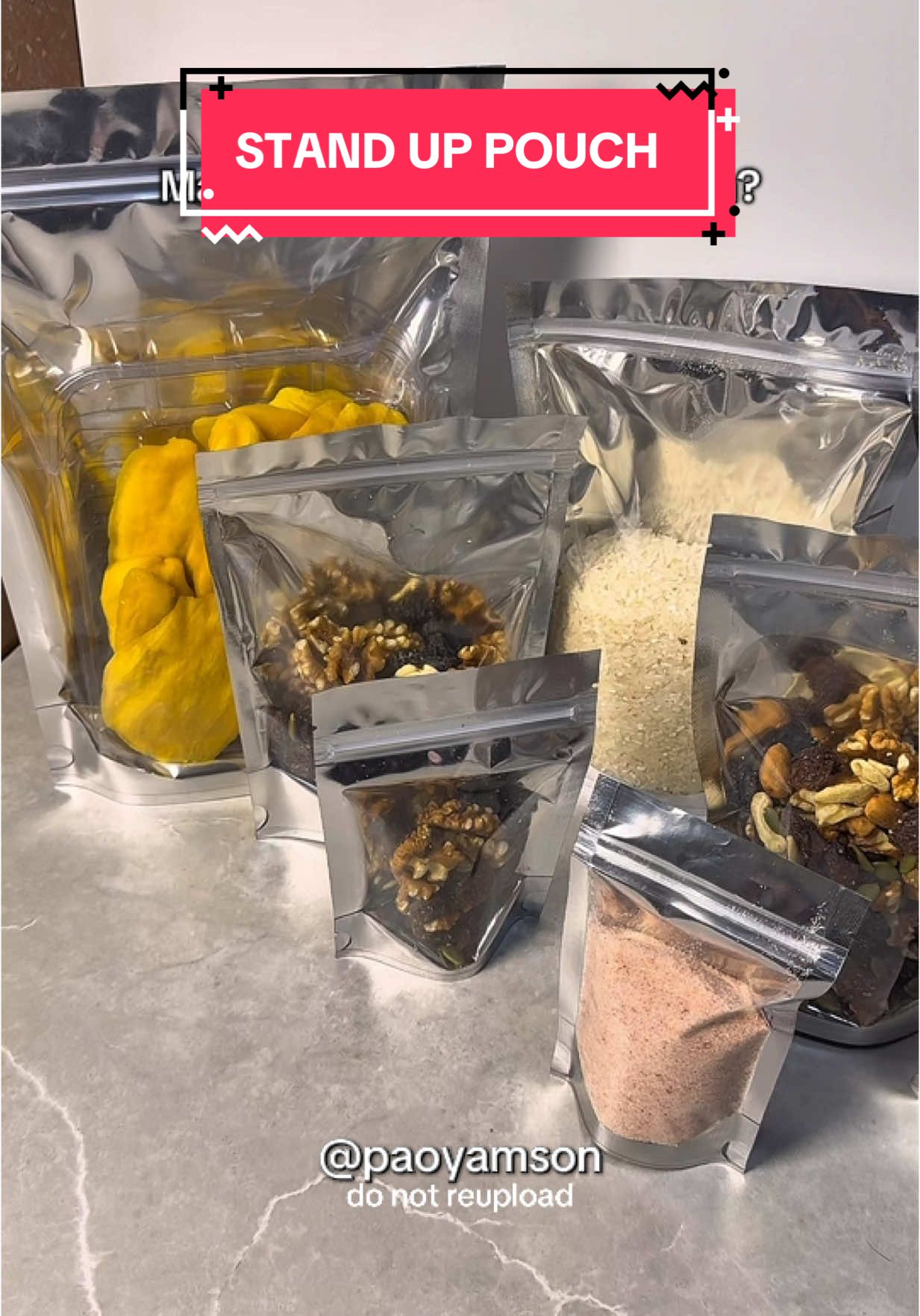 Yung plano mo mag business ng Kutkutin kaso wala kang maisip na packaging. Ito na ang stand up pouch na half clear half mettalic. #standuppouch #foodpackaging #kutkutin #foodbusiness #repacking #smallbusinessowner #fyp 