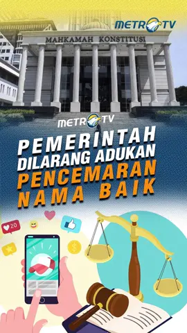 Mahkamah Konstitusi melarang lembaga pemerintah, institusi, hingga korporasi melaporkan dugaan pencemaran nama baik berdasarkan UU ITE.  #tiktokmetrotv #tiktokberita #beritatiktok #fyp #beritaviral #pemerintah #indonesia #pencemarannamabaik #uuite #institusi #korporasi