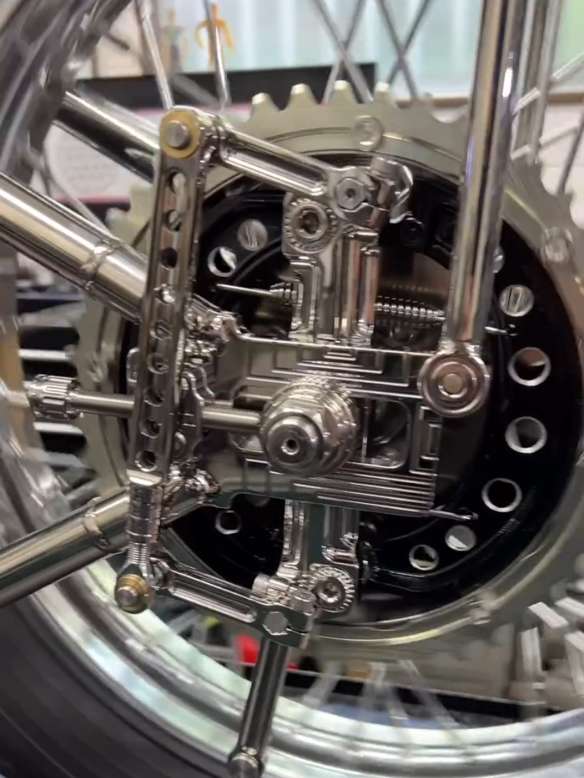 🛠 @mcshanecraft Rear break is done on the latest chopper build! Took a long time to get these parts finished, but damn! 🤣 On to the controls next. Gotta get this bike one done in time for the @neworderchoppershow in August! Sending you all good vibes!! 🙏😁 #chopper #chrome #craftsmanship #harleydavidson #kustomkulture 