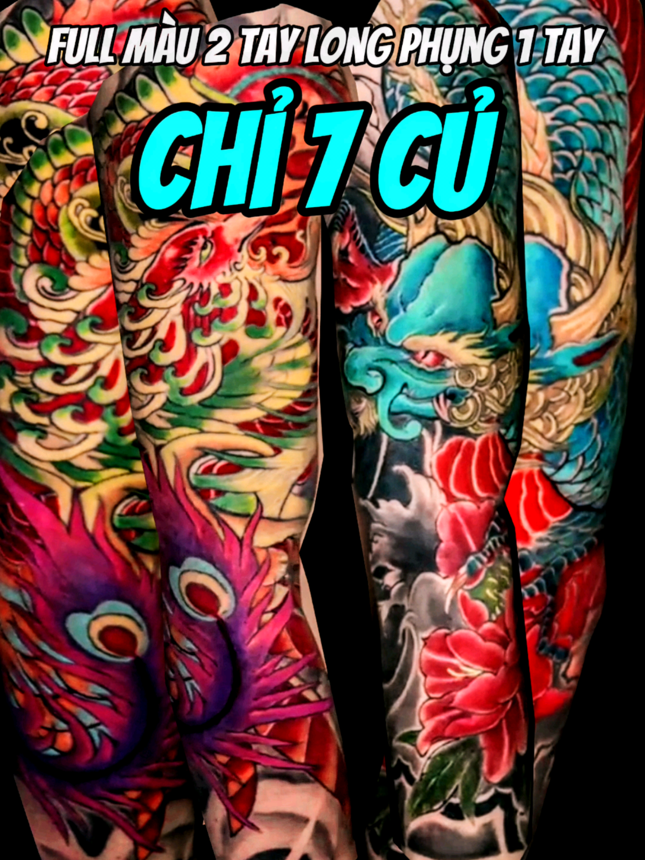 Chỉ từ 7 củ là tậu ngay 2 tay hình hoàn thiện full màu Rồng Phụng  ngay trong ngày nha anh em❤️❤️ #tattoogovap  #1050tattoo  #hinhxamrongphung #tattoosaigon  #tiemxamgovap 
