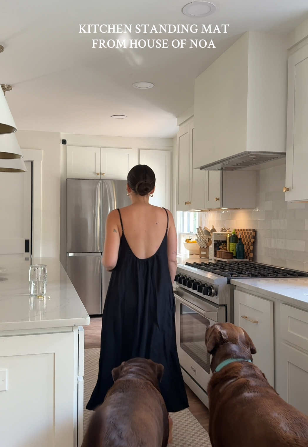 The @the House of Noa standing mat is the perfect kitchen runner for a house with dogs and toddlers. SO obsessed with ours. Code MADIMCKINNEY10 for 10% off. #houseofnoa #kitchenrunner #rug #toddlermom #houseofnoapartner 