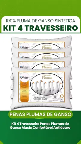 Gostou? diga: Eu Quero - envio o link Kit 4 Travesseiro Penas Plumas de Ganso Macio #travesseiro #casadecoracao #dormirbem #bedroomdecor #conforto