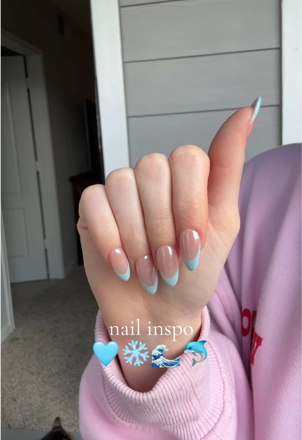 #nailinspo #almondnails #summernails #nails 🩵🩵🩵almond nails light blue french with chrome 