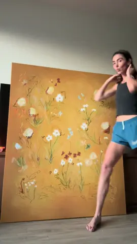 From start to finish, painted this 48” x 60” commission using lovely inspo including daisies, butterflies, and spring gardens 🦋🌼 #art #creativeprocess #artist #artistsoftiktok #paint #oilpastel 