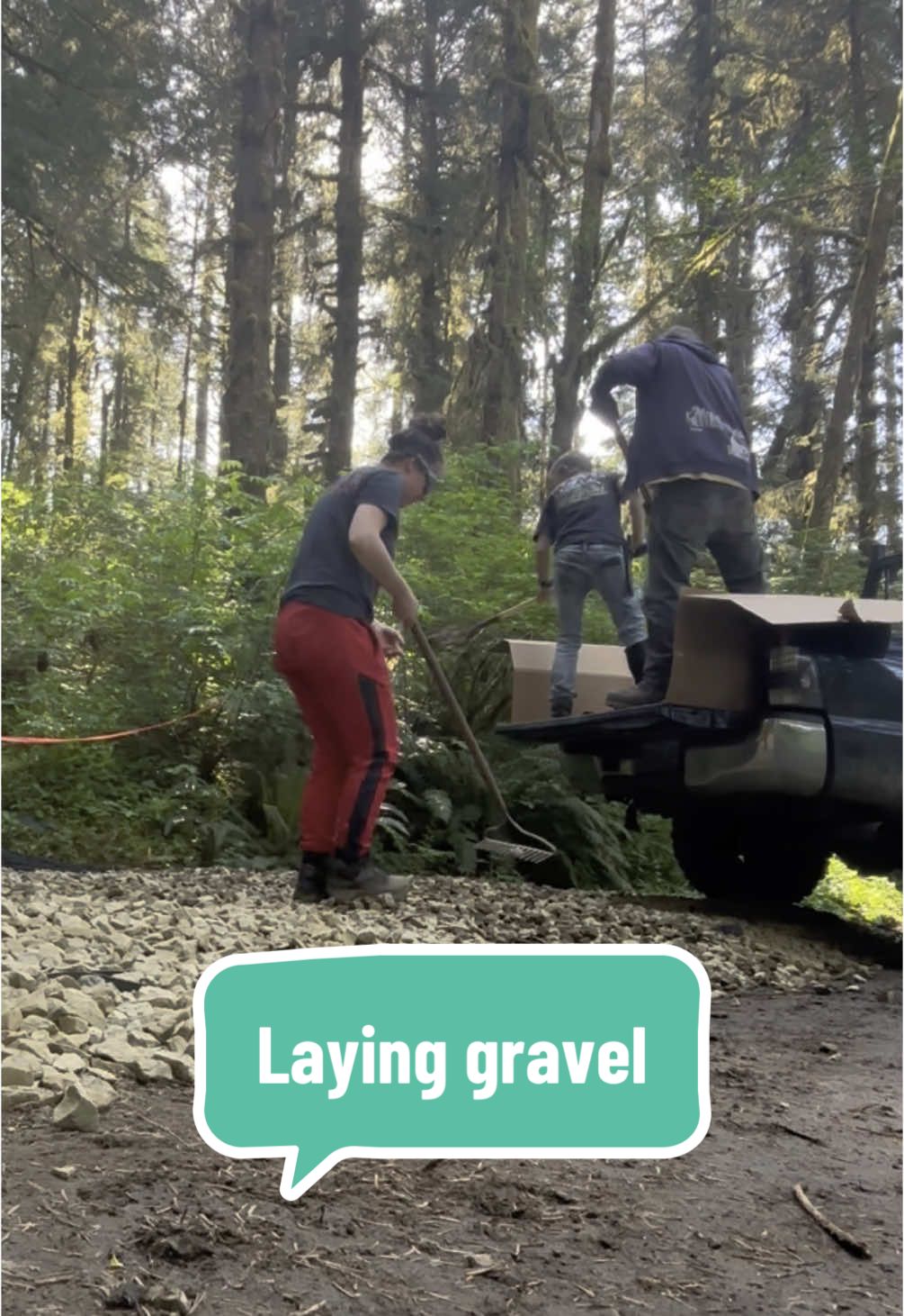 Spread some more gravel today, got the bottom part of the new driveway pretty much all the way filled with gravel. Yay #newroad #gravel #gravelroad #livinginthewoods #DIY #woodslife #forestlife 
