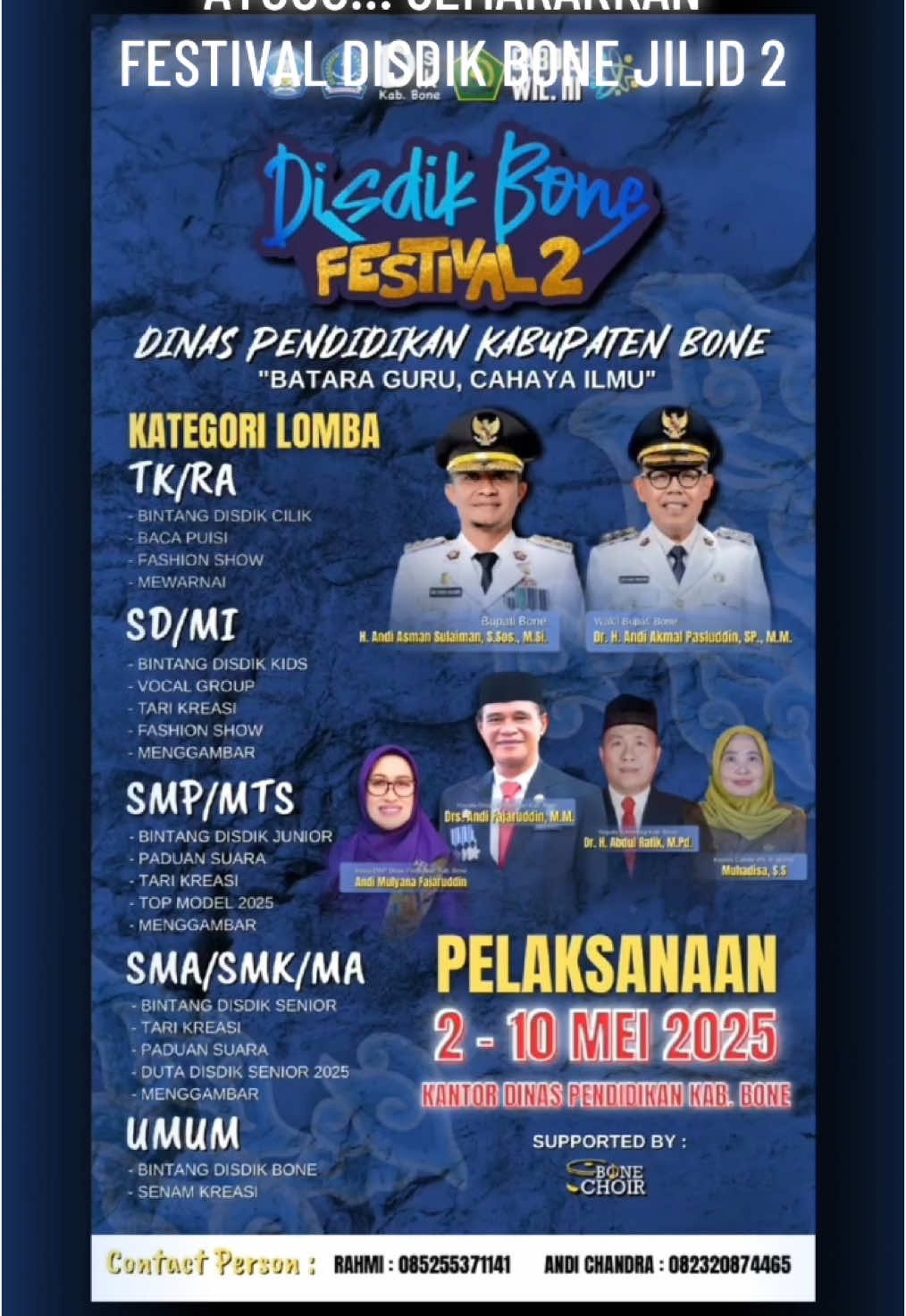 Ayo…….semarakan  Festival Disdik Bone jilid II, dalam rangka hari pendidikan nasional tahun 2025 ##fyp##fypageシ##fypシ゚viral🖤tiktok##kemendikdasmen##kemendikbudristek##disdikbone##hardiknas